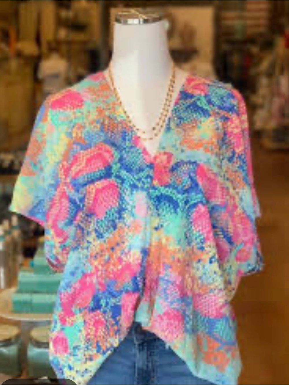 Adrienne Pink Multicolor Abstract Print Top